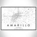 Amarillo Texas Map Print Landscape Orientation in Classic Style With Shaded Background