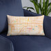 Custom Amarillo Texas Map Throw Pillow in Watercolor on Blue Colored Chair