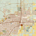 Amarillo Texas Map Print in Woodblock Style Zoomed In Close Up Showing Details