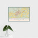 16x24 Amarillo Texas Map Print Landscape Orientation in Woodblock Style With Tropical Plant Leaves in Water