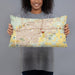 Person holding 20x12 Custom Amarillo Texas Map Throw Pillow in Woodblock