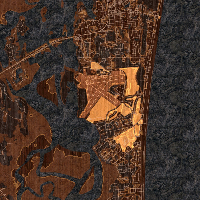 Amelia Island Florida Map Print in Ember Style Zoomed In Close Up Showing Details