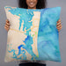 Person holding 22x22 Custom Amelia Island Florida Map Throw Pillow in Watercolor
