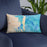 Custom Amelia Island Florida Map Throw Pillow in Watercolor on Blue Colored Chair