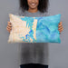 Person holding 20x12 Custom Amelia Island Florida Map Throw Pillow in Watercolor