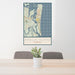 24x36 Amelia Island Florida Map Print Portrait Orientation in Woodblock Style Behind 2 Chairs Table and Potted Plant