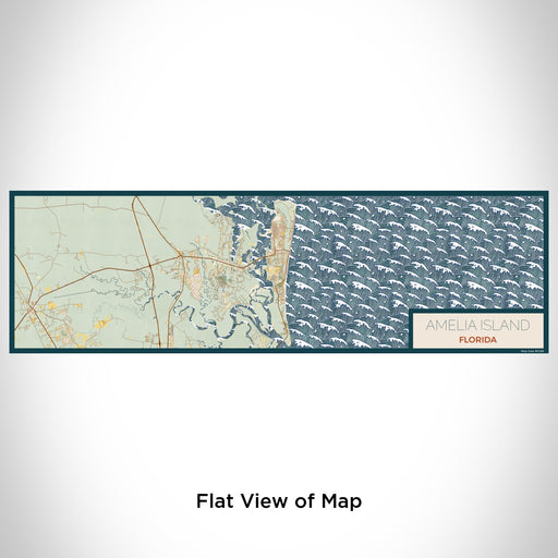 Flat View of Map Custom Amelia Island Florida Map Enamel Mug in Woodblock