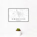 12x18 Americus Georgia Map Print Landscape Orientation in Classic Style With Small Cactus Plant in White Planter
