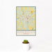 12x18 Americus Georgia Map Print Portrait Orientation in Woodblock Style With Small Cactus Plant in White Planter