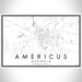 Americus Georgia Map Print Landscape Orientation in Classic Style With Shaded Background