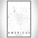 Americus Georgia Map Print Portrait Orientation in Classic Style With Shaded Background
