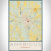 Americus Georgia Map Print Portrait Orientation in Woodblock Style With Shaded Background