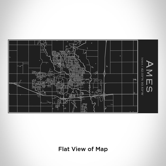 Rendered View of Ames Iowa Map Engraving on 17oz Stainless Steel Insulated Cola Bottle in Black