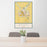24x36 Ames Iowa Map Print Portrait Orientation in Woodblock Style Behind 2 Chairs Table and Potted Plant