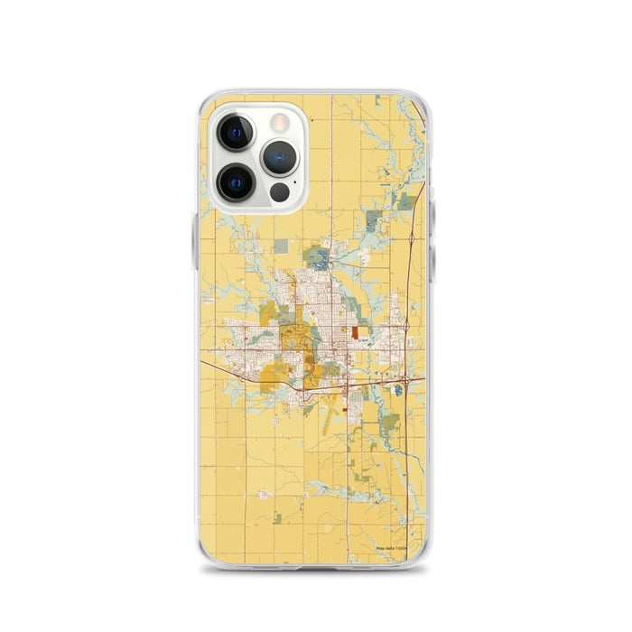 Custom Ames Iowa Map iPhone 12 Pro Phone Case in Woodblock
