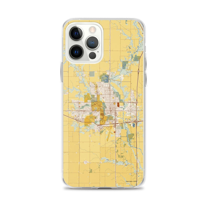 Custom Ames Iowa Map iPhone 12 Pro Max Phone Case in Woodblock