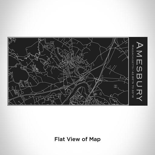 Rendered View of Amesbury Massachusetts Map Engraving on 17oz Stainless Steel Insulated Cola Bottle in Black