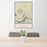 24x36 Amesbury Massachusetts Map Print Portrait Orientation in Woodblock Style Behind 2 Chairs Table and Potted Plant
