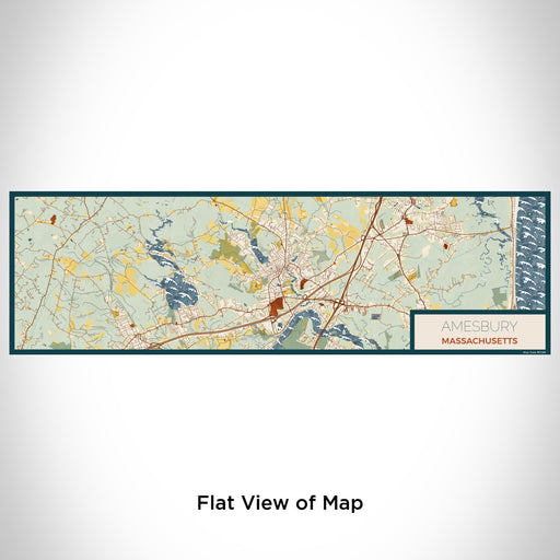 Flat View of Map Custom Amesbury Massachusetts Map Enamel Mug in Woodblock