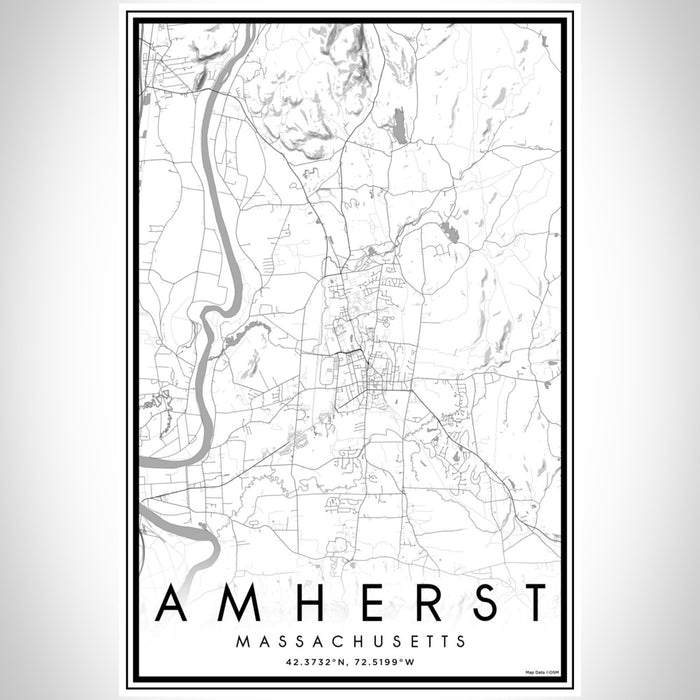 Amherst Massachusetts Map Print Portrait Orientation in Classic Style With Shaded Background
