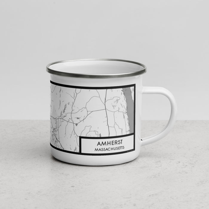 Right View Custom Amherst Massachusetts Map Enamel Mug in Classic