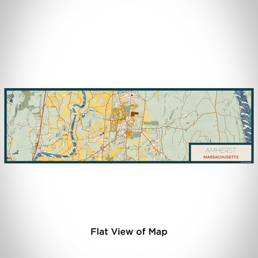 Flat View of Map Custom Amherst Massachusetts Map Enamel Mug in Woodblock