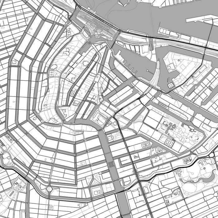 Amsterdam Netherlands Map Print in Classic Style Zoomed In Close Up Showing Details