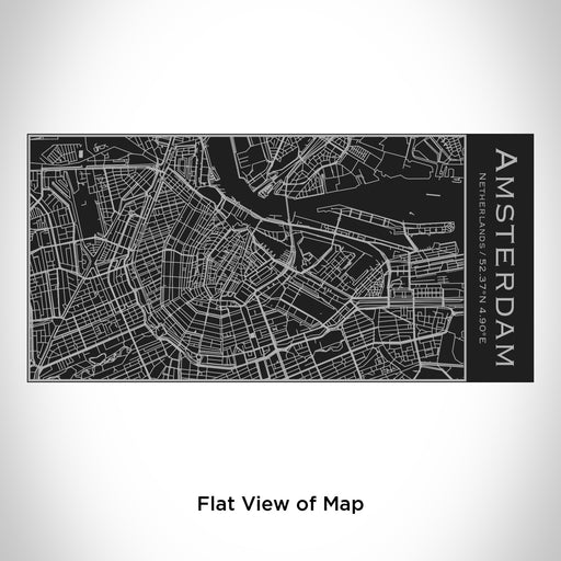 Rendered View of Amsterdam Netherlands Map Engraving on 17oz Stainless Steel Insulated Cola Bottle in Black