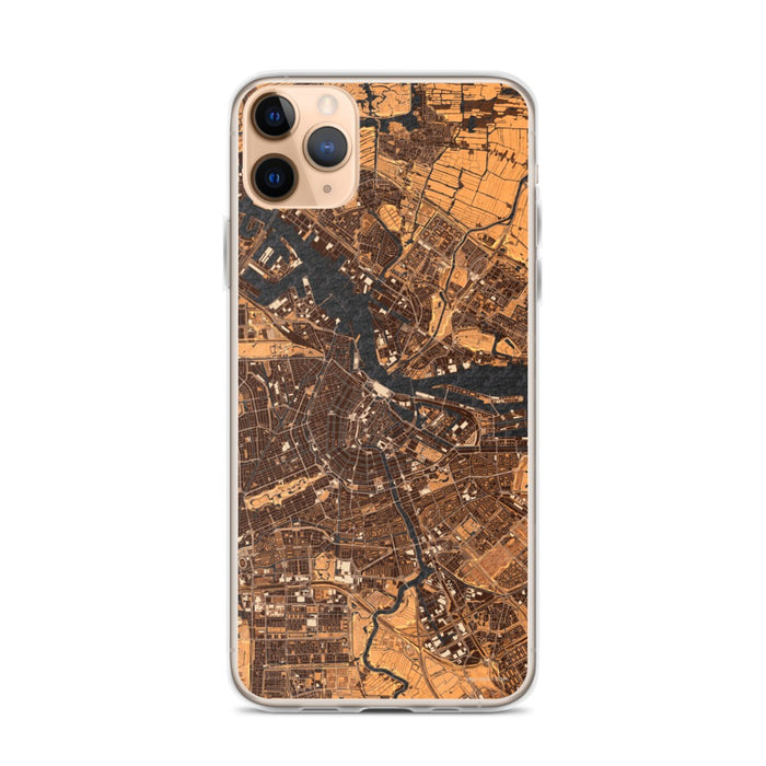Custom iPhone 11 Pro Max Amsterdam Netherlands Map Phone Case in Ember