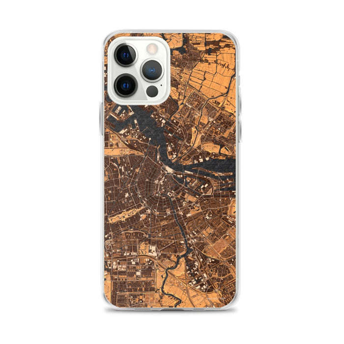 Custom iPhone 12 Pro Max Amsterdam Netherlands Map Phone Case in Ember