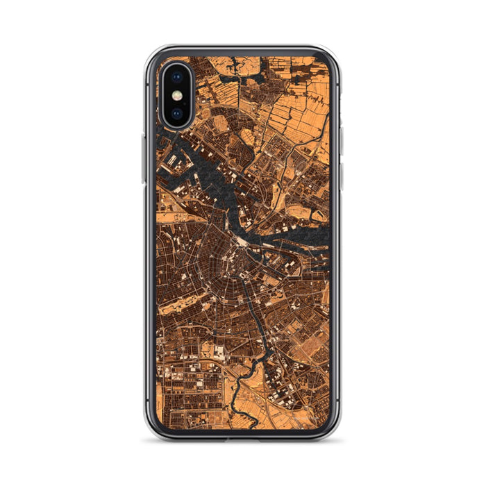 Custom iPhone X/XS Amsterdam Netherlands Map Phone Case in Ember