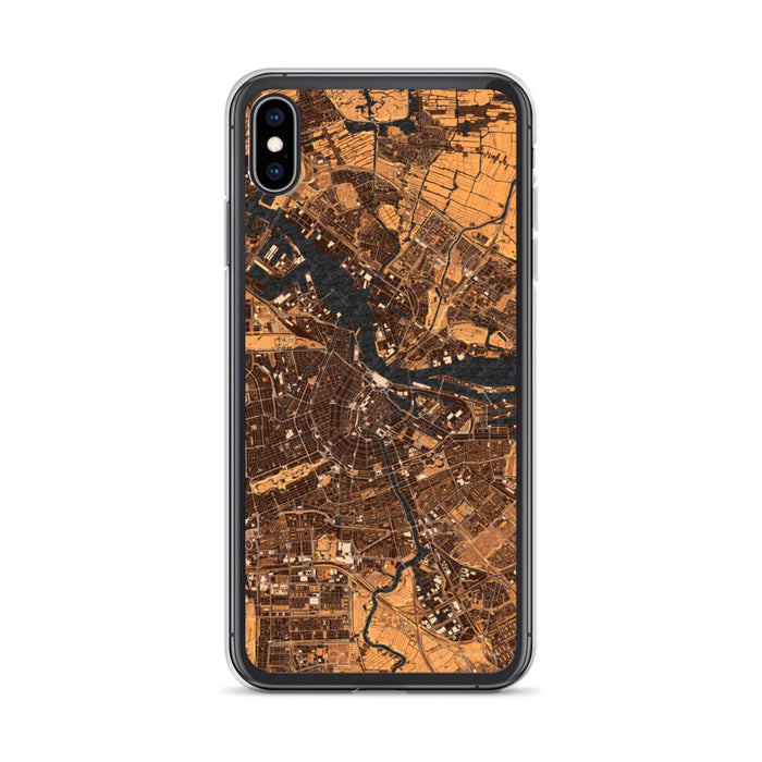 Custom iPhone XS Max Amsterdam Netherlands Map Phone Case in Ember