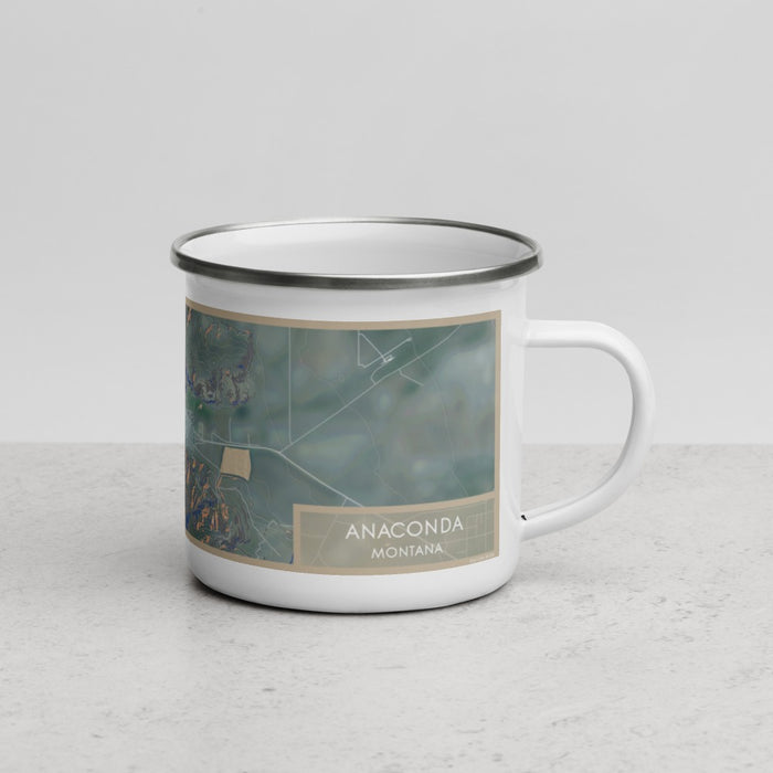 Right View Custom Anaconda Montana Map Enamel Mug in Afternoon