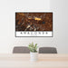 24x36 Anaconda Montana Map Print Landscape Orientation in Ember Style Behind 2 Chairs Table and Potted Plant
