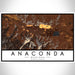 Anaconda Montana Map Print Landscape Orientation in Ember Style With Shaded Background