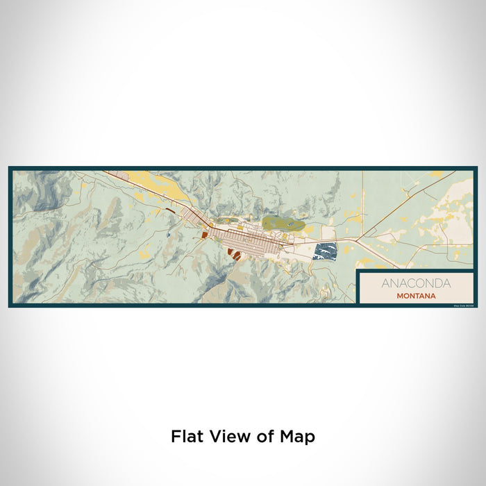 Flat View of Map Custom Anaconda Montana Map Enamel Mug in Woodblock