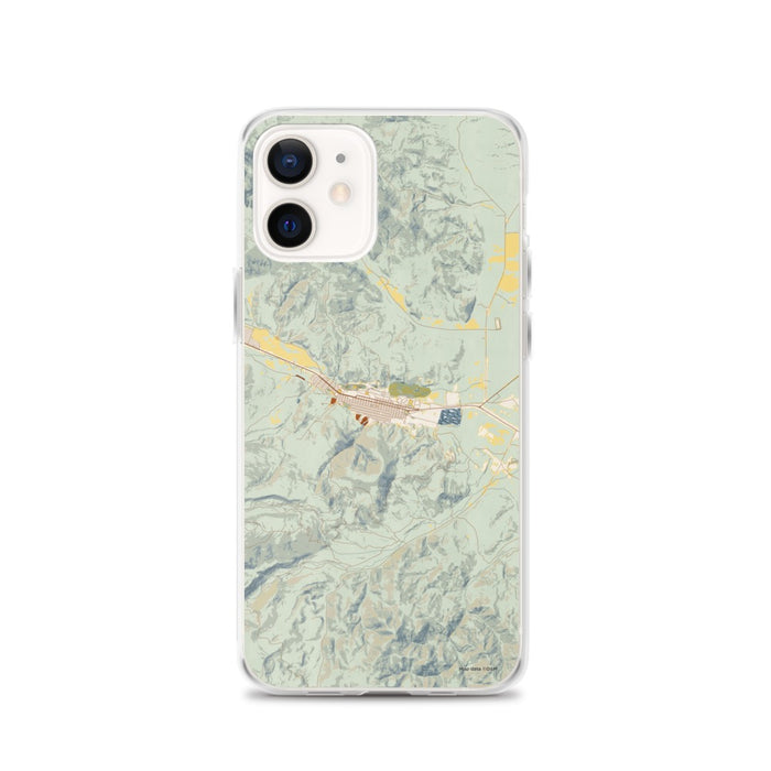 Custom Anaconda Montana Map iPhone 12 Phone Case in Woodblock