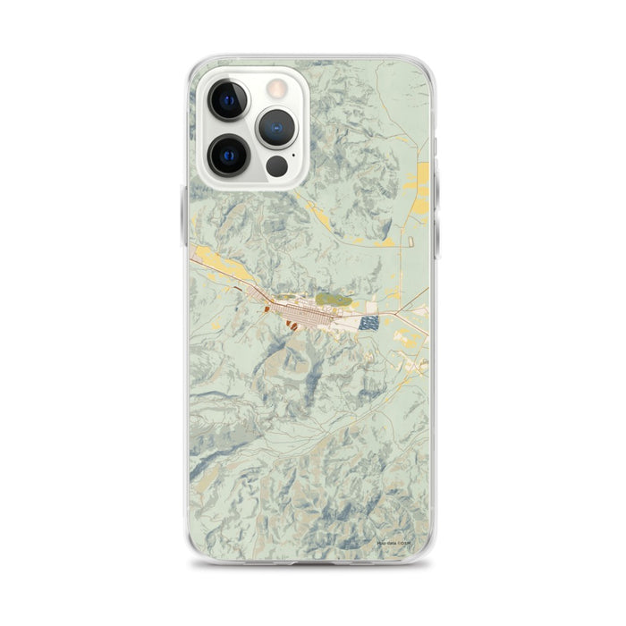 Custom Anaconda Montana Map iPhone 12 Pro Max Phone Case in Woodblock