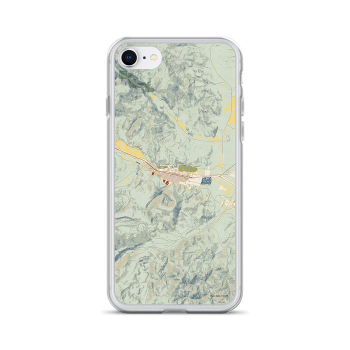 Custom Anaconda Montana Map iPhone SE Phone Case in Woodblock