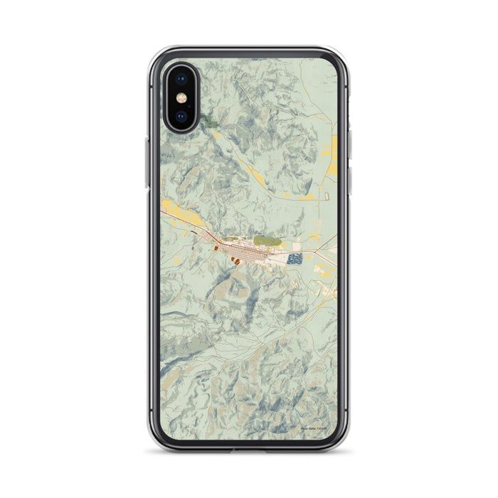 Custom Anaconda Montana Map Phone Case in Woodblock