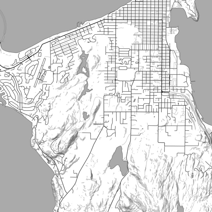 Anacortes Washington Map Print in Classic Style Zoomed In Close Up Showing Details