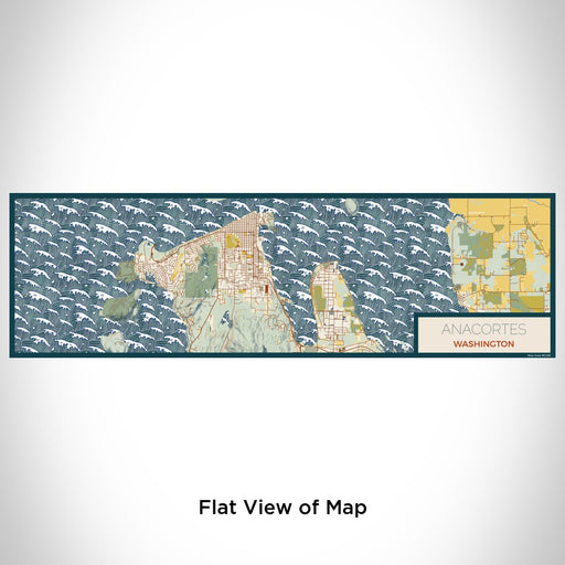 Flat View of Map Custom Anacortes Washington Map Enamel Mug in Woodblock