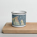 Front View Custom Anacortes Washington Map Enamel Mug in Woodblock on Cutting Board