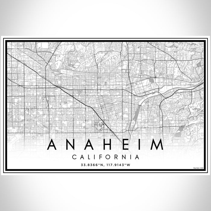 Anaheim California Map Print Landscape Orientation in Classic Style With Shaded Background