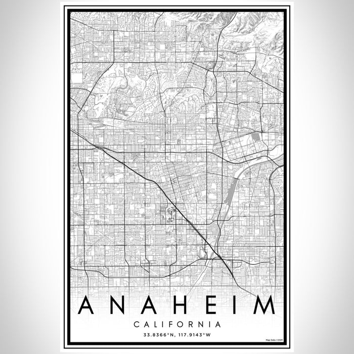 Anaheim California Map Print Portrait Orientation in Classic Style With Shaded Background