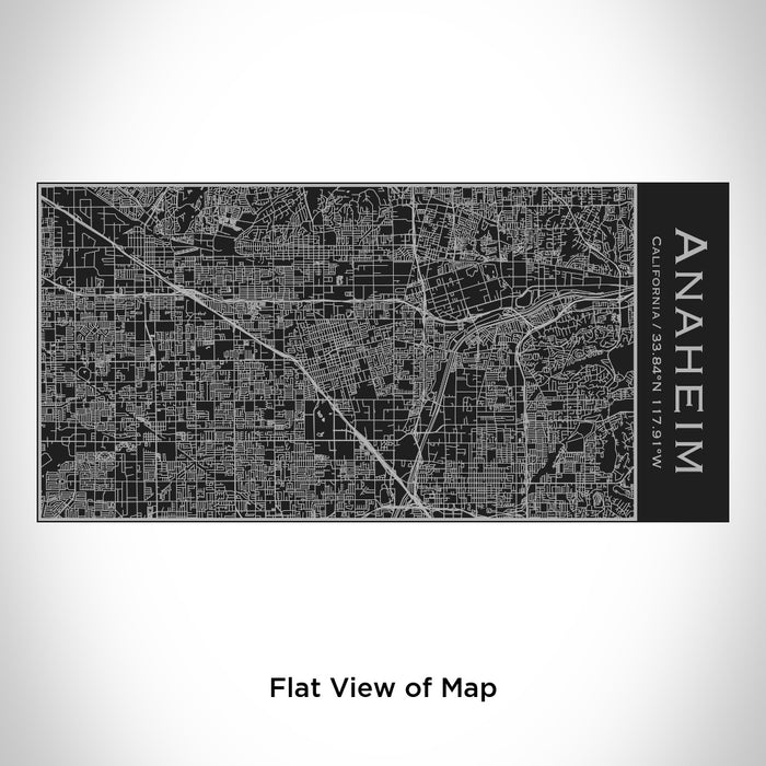 Rendered View of Anaheim California Map Engraving on 17oz Stainless Steel Insulated Cola Bottle in Black