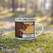 Right View Custom Anaheim California Map Enamel Mug in Ember on Grass With Trees in Background
