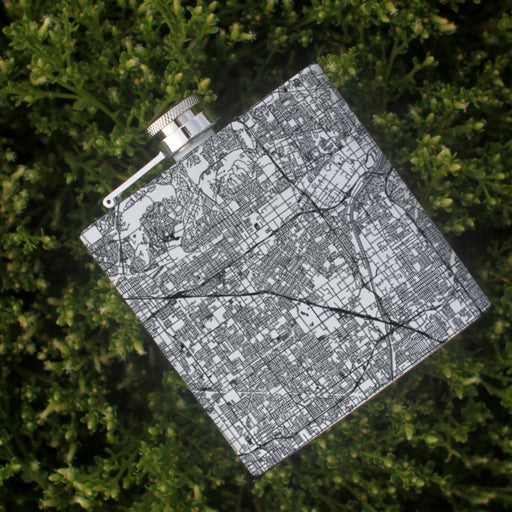 Anaheim California Custom Engraved City Map Inscription Coordinates on 6oz Stainless Steel Flask in White