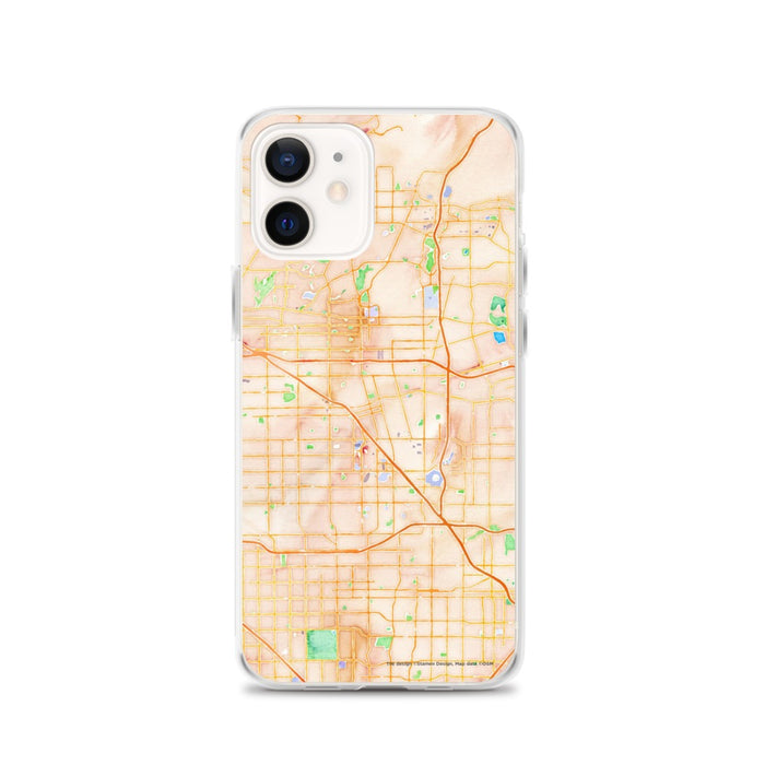 Custom Anaheim California Map iPhone 12 Phone Case in Watercolor