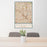 24x36 Anaheim California Map Print Portrait Orientation in Woodblock Style Behind 2 Chairs Table and Potted Plant
